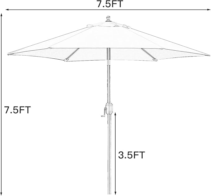 Sunnyglade 7.5' Patio Umbrella Outdoor Table Market Umbrella wit - Image 7