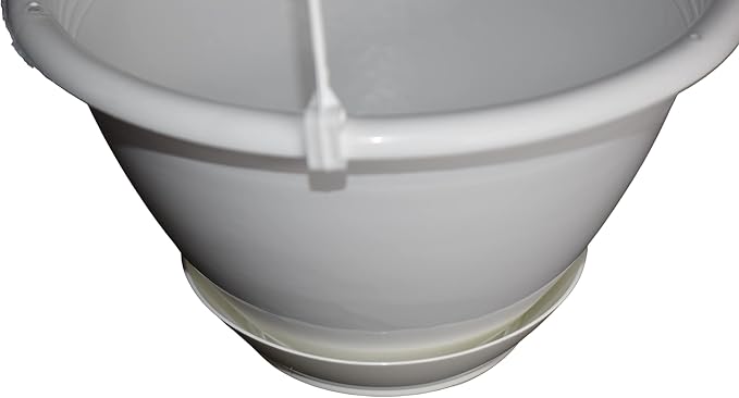 8" White Plastic Hanging Basket - Image 2