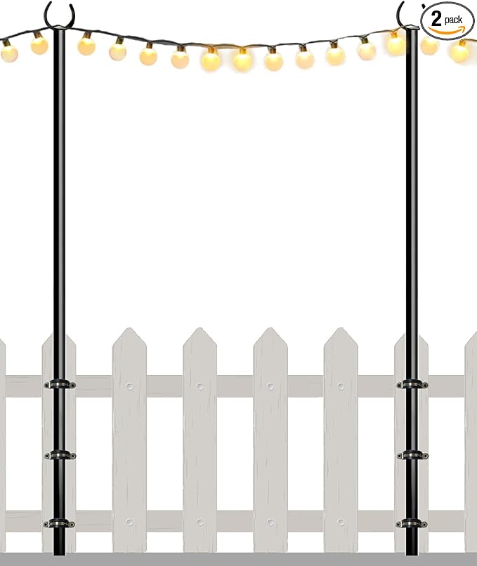 10FT String Light Poles for Outdoor, Heavy Duty Metal Lighting Stand Pole for by Eazielife