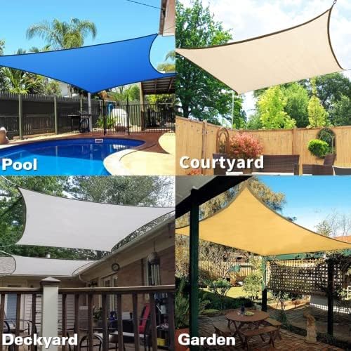 KANAGAWA 6'X12' Sand Custom Size Sun Shade Sail Rectangle UV Block Canopy Cover - Image 7