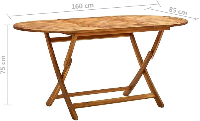 vidaXL Solid Acacia Wood Folding Patio Table - Image 8