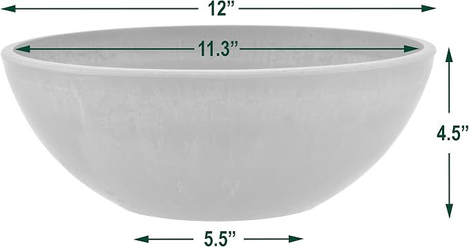 PSW Pot Collection M30C 12-inch Plastic/Stone/Wood Composite Low Bowl Planter – - Image 4