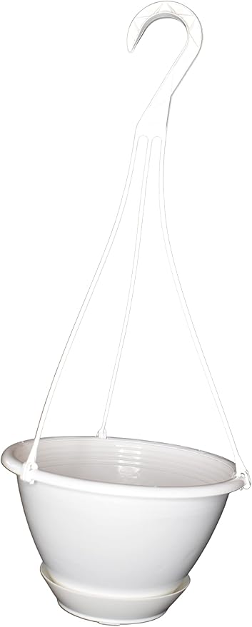 8'' White Plastic Hanging Basket - Image 4