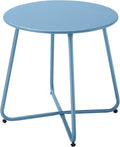 Small Patio Side Table, Round Metal Side Table, Weatherproof, Outdoor End Table by Juserox