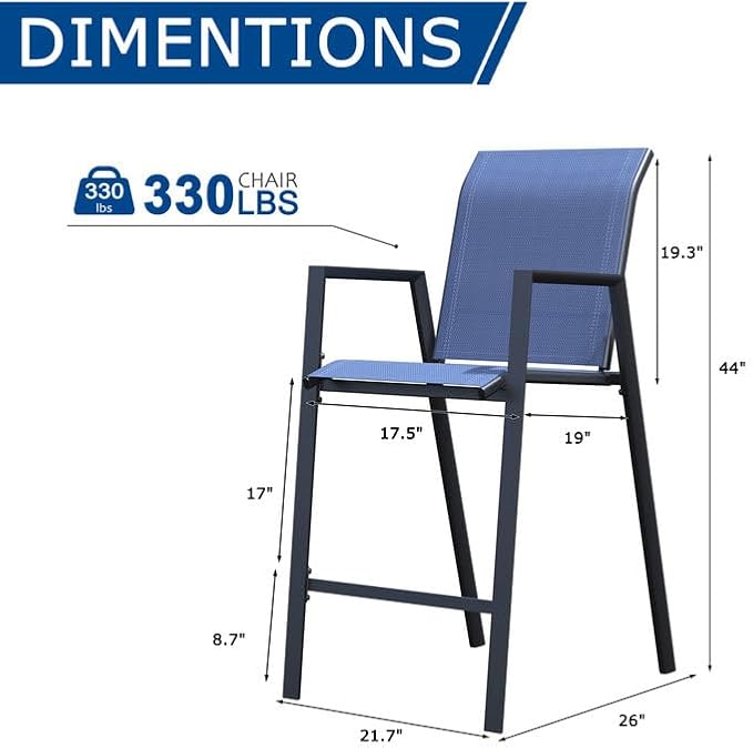Outdoor Bar Stools Set of 4, Bar Height Chairs - Image 2
