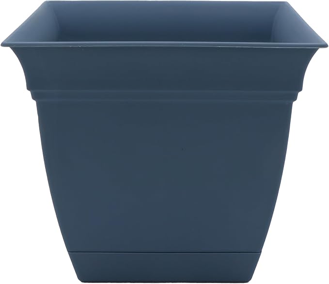 The HC Companies Eclipse Square Plastic Planter w/ Attached Saucer by TheHCCompanies