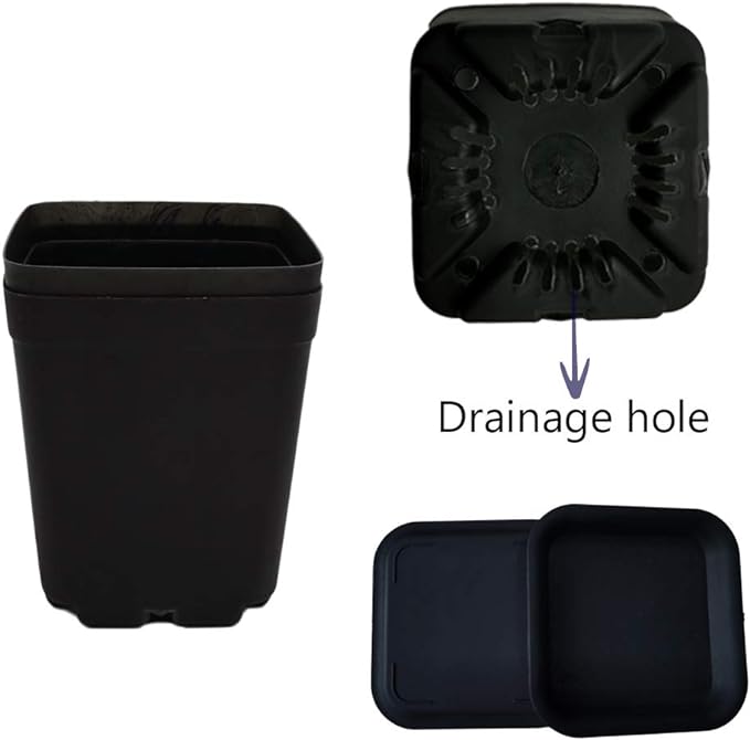 OJYUDD 24 Pack 3 Inch Black Nursery Pot Flower Pots Square Plastic Plant Pot - Image 3