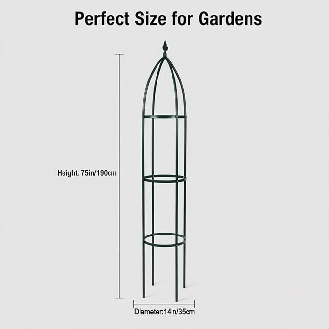 100% Metal Obelisk Garden Trellis 6.3 Feet Tall Sturdy Plant Support - Image 5