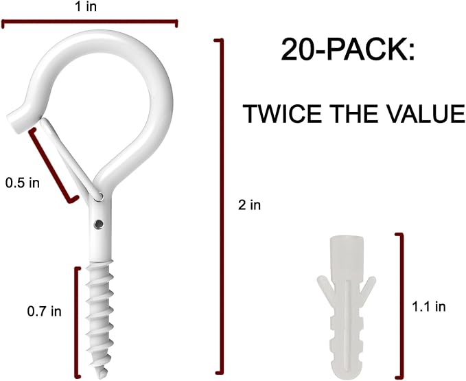 20 Pack Q Hanger Hooks with Safety Buckle, Rustproof Screw Hooks - Image 8