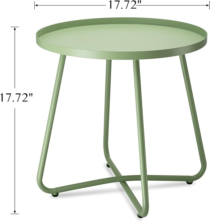 danpinera Outdoor Side Tables, Weather Resistant Steel Patio Small Round - Image 3