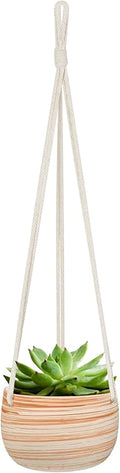 Mkono Ceramic Hanging Planter Macrame Plant Holder 5 Inch Cute Succulent Cactus by Mkono