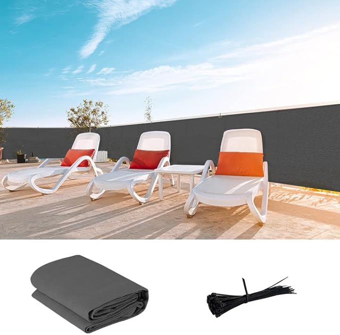 LOVE STORY Custom Size 2'6''x19' Dark Grey Balcony Privacy Screen, UV Block by LOVESTORY