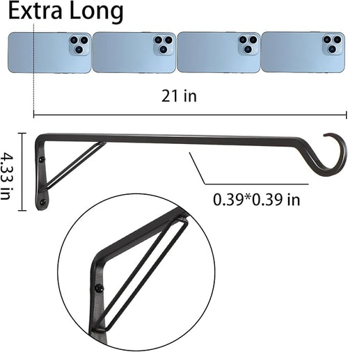 2 Pack Extra Long 21 Inch Heavy-Duty Rust-Resistant Solid Steel Plant Hangers - Image 2