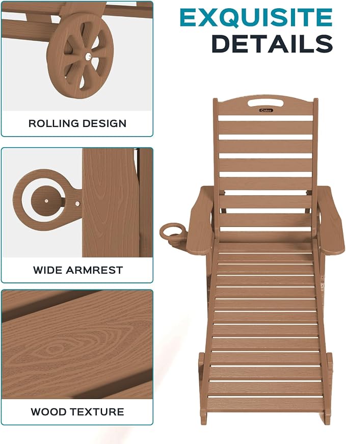 Ciokea Outdoor Lounge Chair Set of 4, All Weather Patio Chaise Lounge Chairs - Image 5
