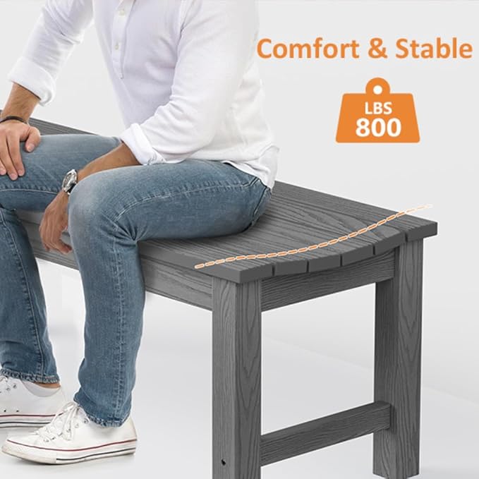 Outdoor Bench Set of 2, 2-Person Patio Backless Benches, HIPS Weatherproof - Image 5