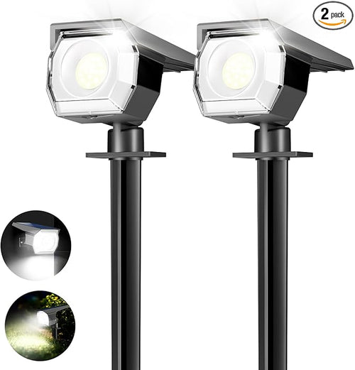 2 Pack Solar Spot Lights Outdoor, Solar Spotlights Outdoor Waterproof 2-in-1 by Peasur