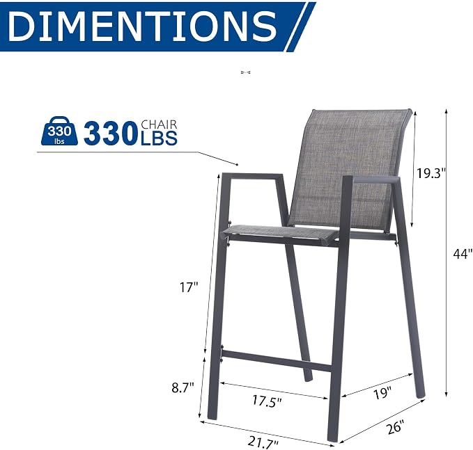 Outdoor Bar Stools Set of 4, Bar Height Chairs - Image 2