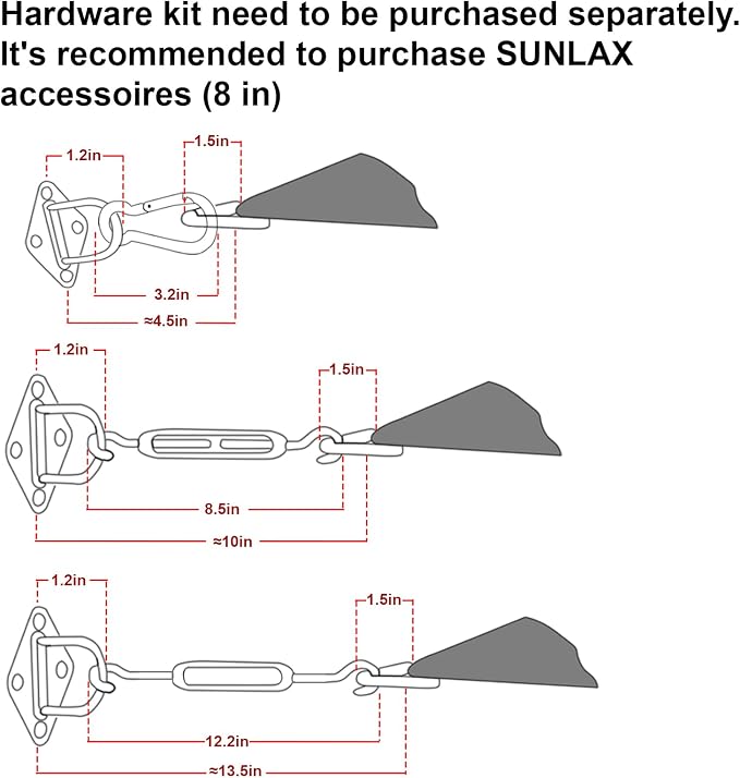 SUNLAX Large Sun Shade Sail 20' x 23' Dark Grey Rectangle Canopy Sail Shade - Image 3