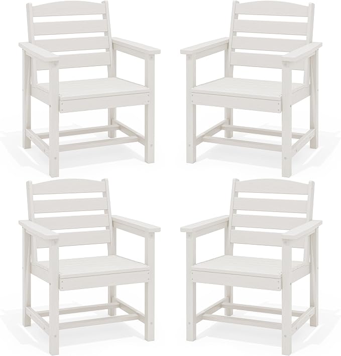 SERWALL Outdoor Dining Chairs Set of 4, All-Weather HDPE Patio Chair by SERWALL