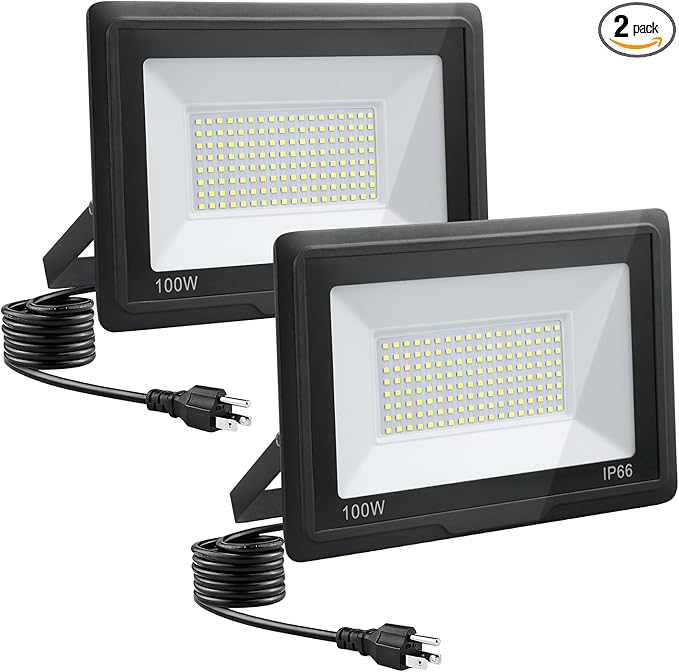 100W LED Flood Lights Outdoor, 6500k Daylight White Outdoor LED Lights by GANGZHIZI