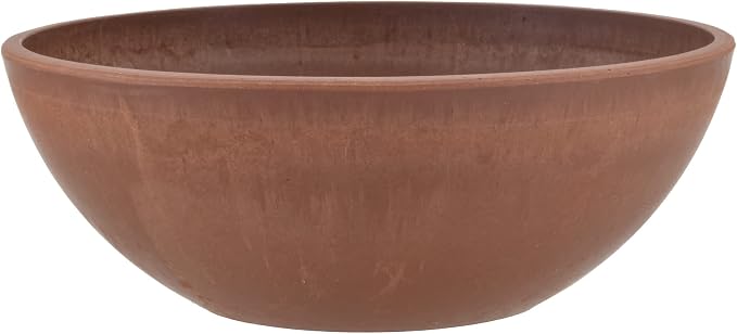 PSW Pot Collection M20TC 8-inch Plastic/Stone/Wood Composite Low Bowl Planter – by PSW