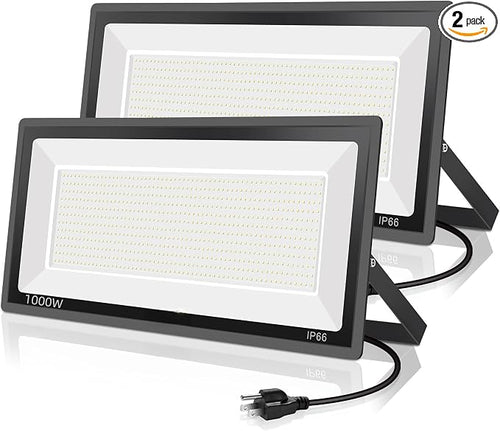 2 Pack 1000W LED Flood Light Outdoor, 4250W Equivalent Super Bright 99500LM by YANYCN