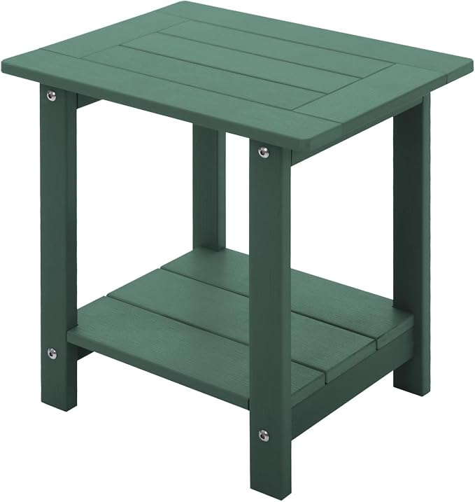 Double Adirondack Side Table Weather Resistant, Outdoor Rectangular End Table by Meluvici