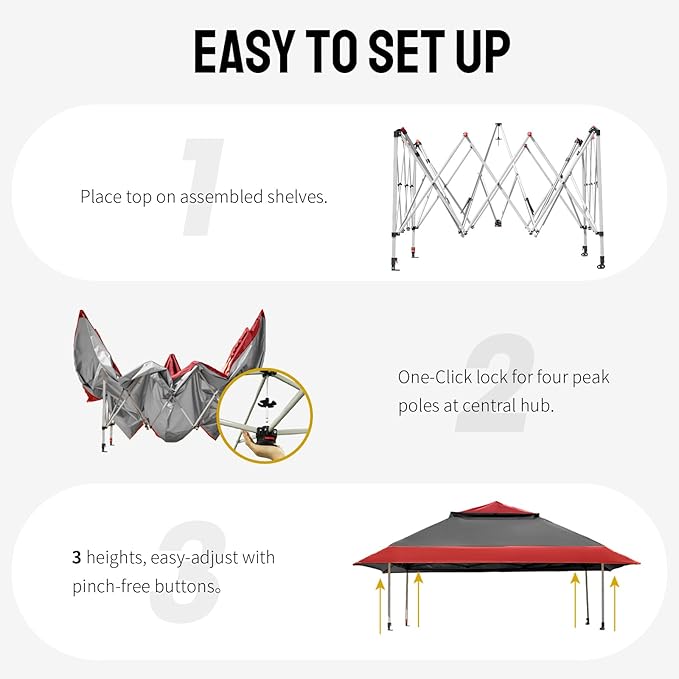CROWN SHADES 13x13 Pop Up Gazebo, Canopy Tent, Gazebos on Clearance - Image 4