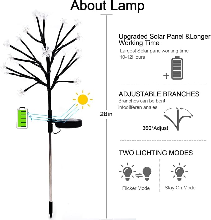 Solar Garden Lights Outdoor, Solar Lights Outdoor Decorative Waterproof - Image 3