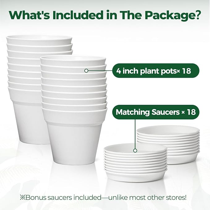 T4U 4 Inch Plant Pots 18-Pack, Small Flower Pots - Image 6