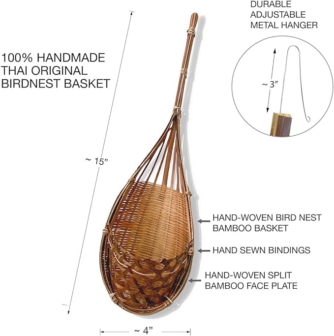 Handmade 100% Thai Bamboo Hanging Orchid Basket – 4 Inch Set of 6 - Image 4