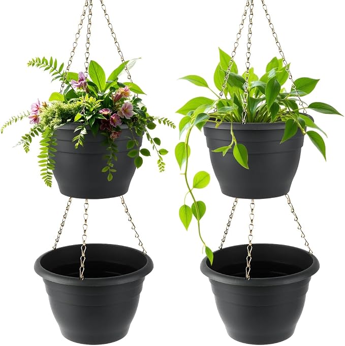 Hanging Planters 10 Inch, Self Watering Hanging Basket by RooTrimmer