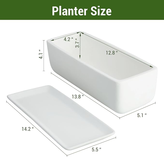 MyGift 14 Inch Ceramic Indoor Plant Pot - Image 6