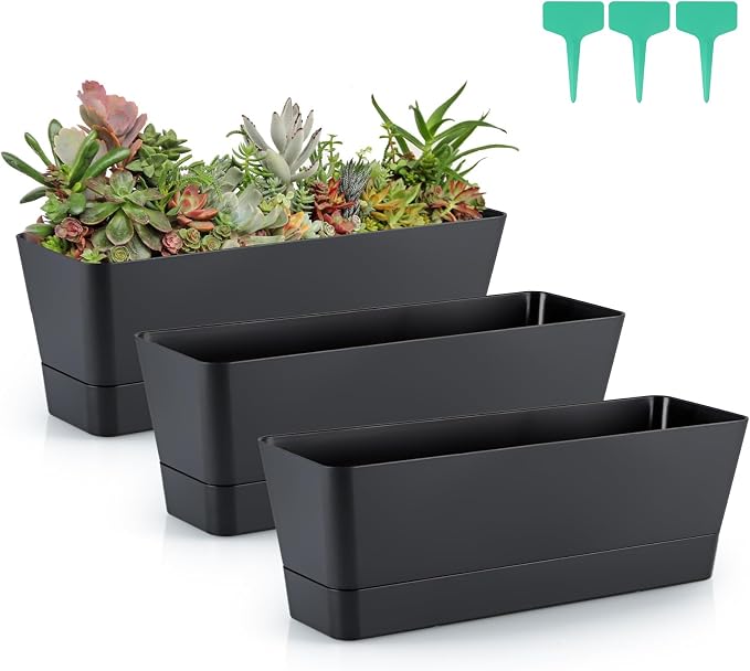 Skelang 3 Pcs Rectangular Plant Pot, Windowsill Container by Skelang