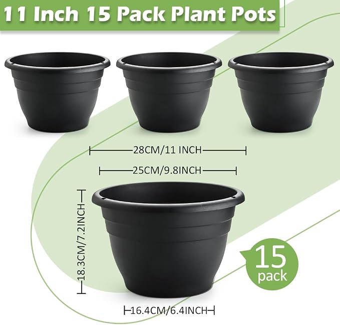 15 Pack 11 Inch Plant Pots - Image 2