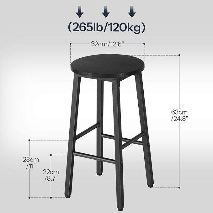 HOOBRO Bar Stools, Bar stools Set of 2, Counter Height Bar Stools, 24.8" - Image 3