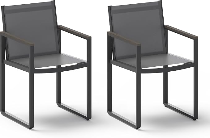 Outdoor Dining Chairs Set of 2, Aluminum Patio Dining Chiars by Oasbira