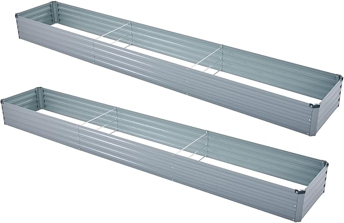 2 Pack 12x2x1FT Galvanized Raised Garden Beds Kit Outdoor Metal Gardening by Meberam