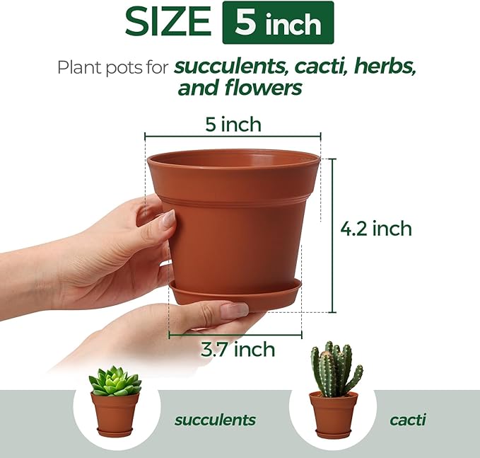 T4U Flower Pots 18-Pack, 5 Inch Plant Pot - Image 2