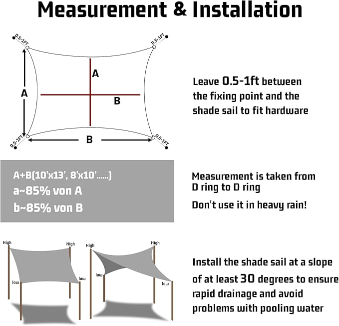 LOVE STORY Right Triangle 14'x16'x21.3' Waterproof Sun Shade Sail Canopy UV - Image 2