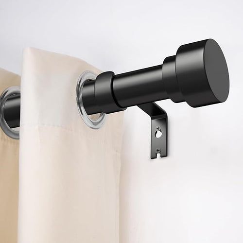 2 Pack Curtain Rods for Windows 72 to 144, 1 Inch Adjustable Black Heavy Duty - Image 2