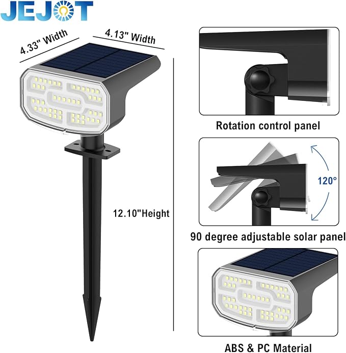 Solar Lights Outdoor Waterproof IP65, Auto On/Off, 6000K 2 Lighting Modes - Image 8