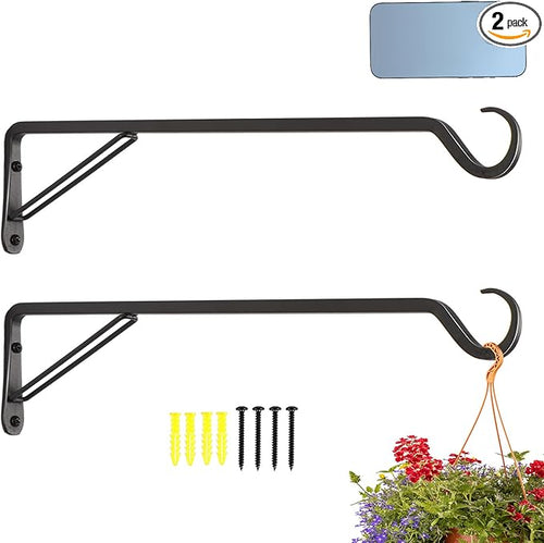 2 Pack Extra Long 18 Inch Heavy-Duty Rust-Resistant Solid Steel Plant Hangers by YELOKIE