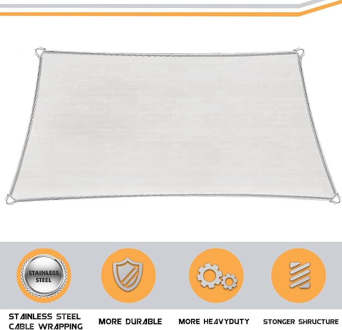 Upgraded with High-Strength Steel Cable Edges 20' x 26' Sun Shade Sail Sand - Image 5
