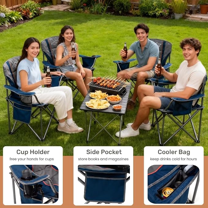 FAIR WIND 2 Pack Heavy Duty Camping Chair, Oversized Padded Folding Chair - Image 8