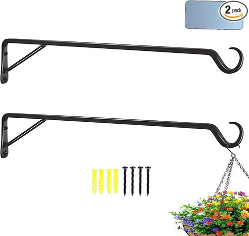 2 Pack Extra Long 25 Inch Heavy-Duty Rust-Resistant Solid Steel Plant Hangers by YELOKIE