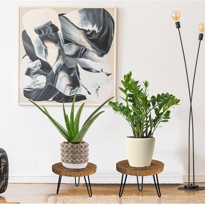 Plant Stand Indoor Outdoor Wood Mid Century Plant Stand - Image 6