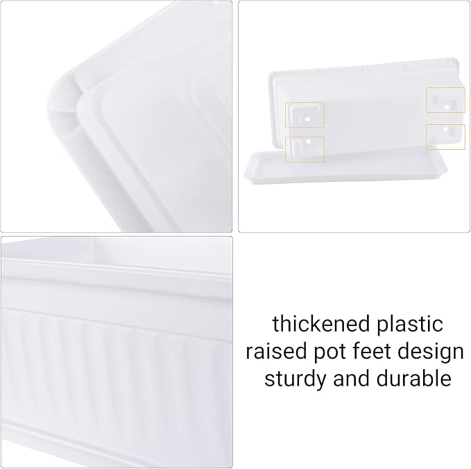 GREANER Plastic Flower Boxes Rectangle, 6 Pack Large Long Planter 16.9x7.48Inch - Image 4