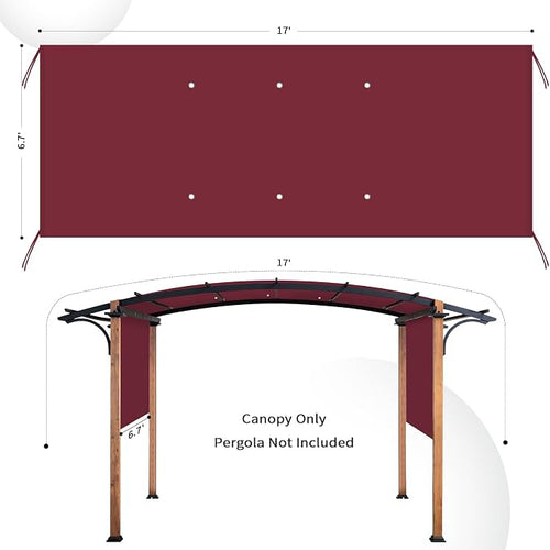 17x6.8 Ft Universal Pergola Replacement Canopy, Outdoor Canopy Shade Cover - Image 2
