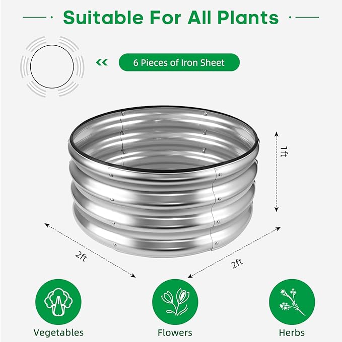 JERIA Raised Garden Bed, Galvanized Raised 2 PCS 2×2×1ft Planter Boxes Outdoor - Image 2